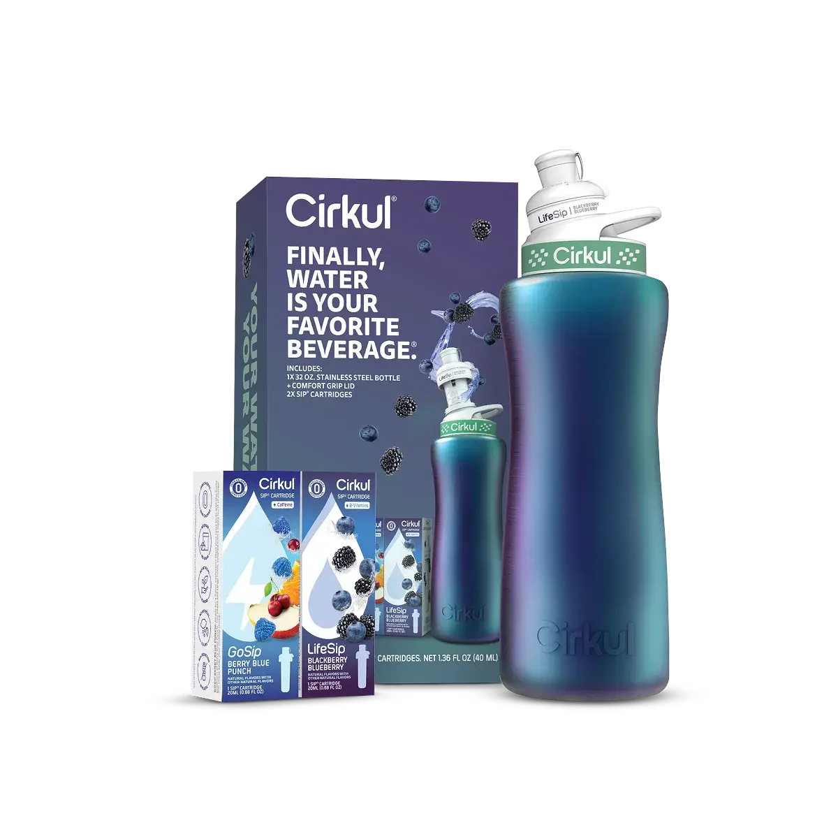 32oz. Chameleon Stainless Steel Bottle Starter Kit - Fresh Hydration Blend