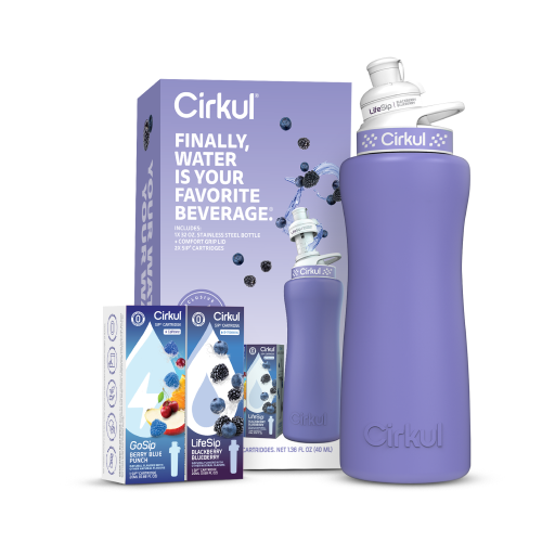 32oz. Matte Periwinkle Stainless Steel Bottle Starter Kit - Juicy Berry Selection